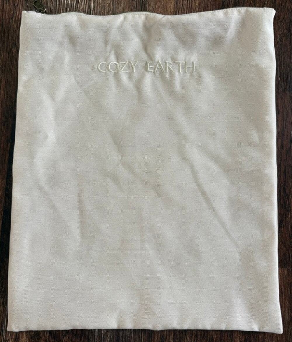 Cozy Earth Off White Bamboo Canvas Travel Zipper Pouch Organizer 14.5 x 11.5